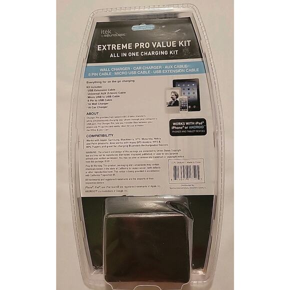 iPhone iPad Android USB ITek Charger Pro All In One Charging Kit Home/Car - Picture 2 of 6